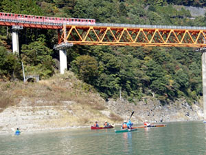 �΂̐X���o�b�N�ɐԂ��S�����f����