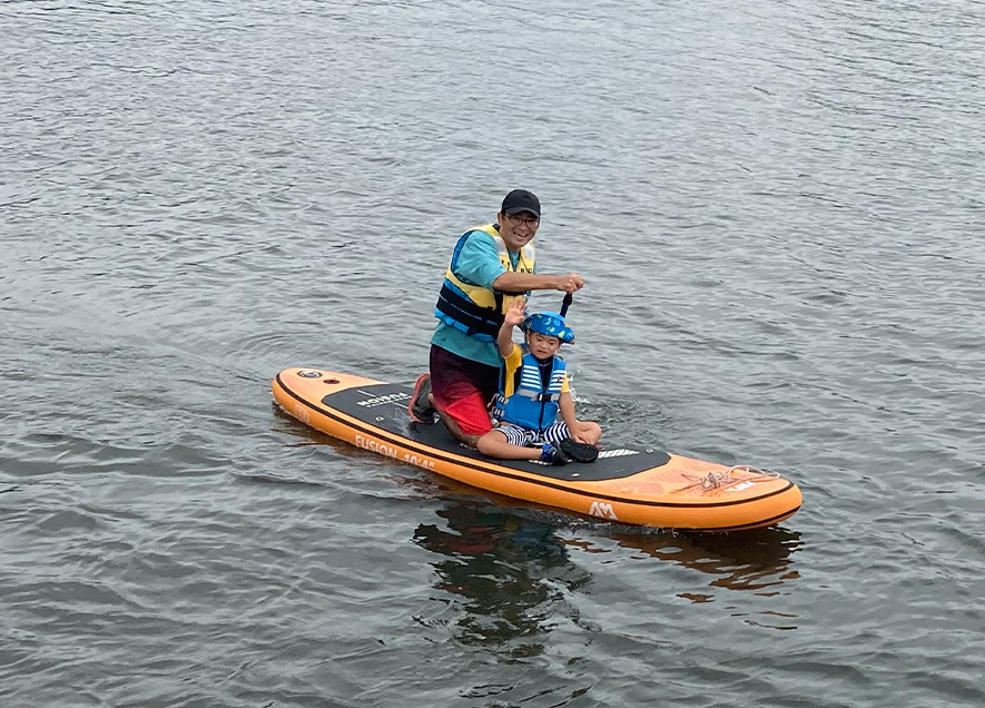 2人でSUPに初挑戦した親子も！	