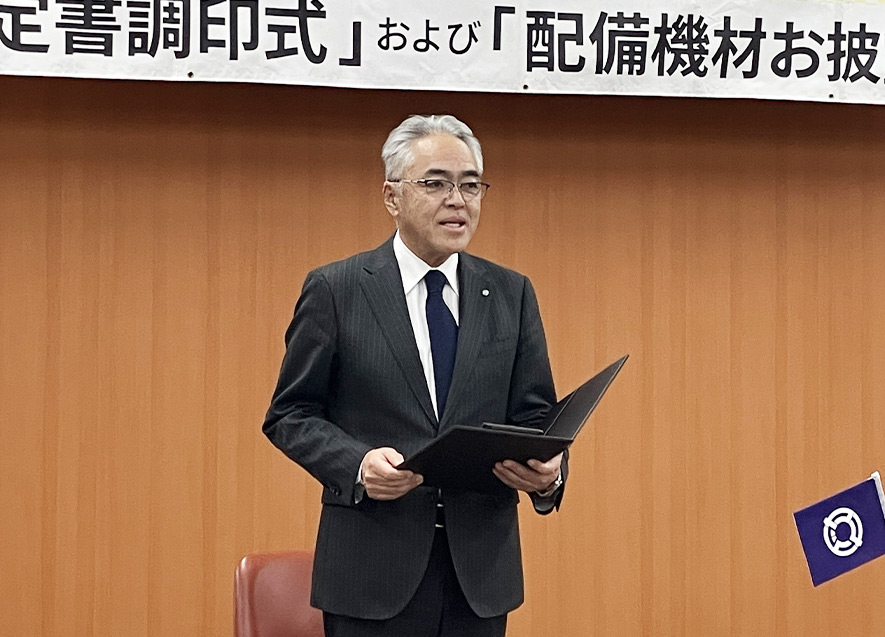 安全安心なまちづくりへの思いを語る小林町長