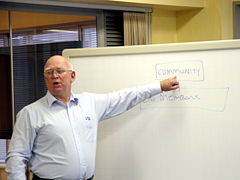 �ʐ^�F�z���C�g�{�[�h�ɏ������݂Ȃ���M�S�Ƀ��N�`���[�������~���[���[��