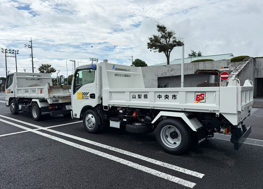 現地入りした中央市・可児市のスライドダンプ　