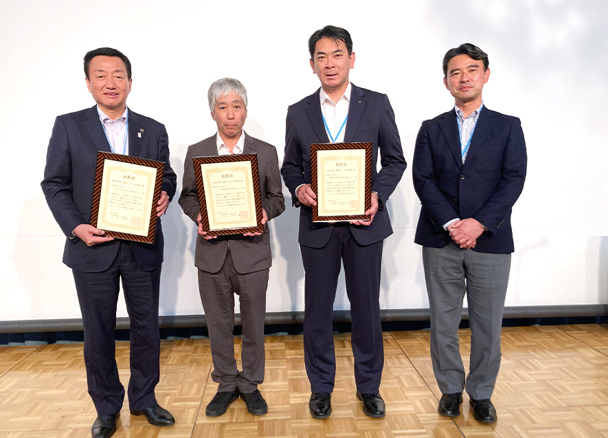 左から高松市大西市長、徳島市海洋ｾﾝﾀｰ梶原氏、阿南市岩佐市長、B&G財団朝日田常務理事