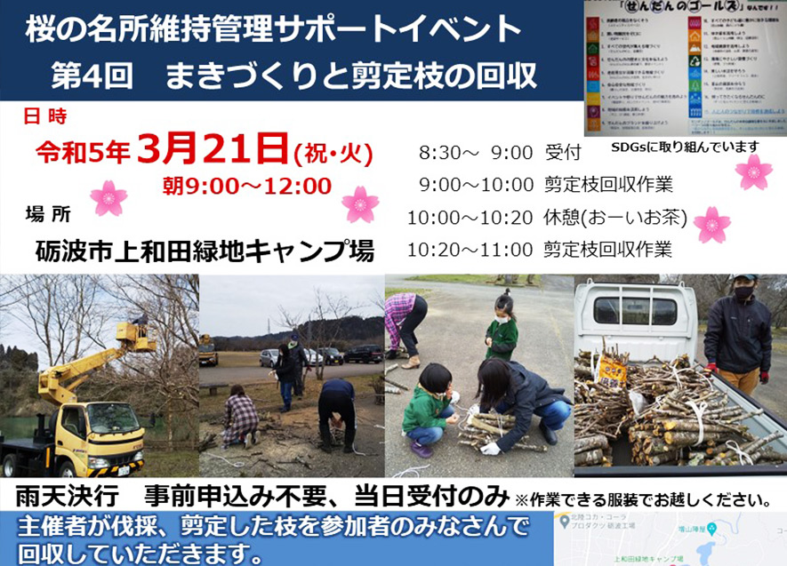 キャンプ場の桜の維持管理をサポート