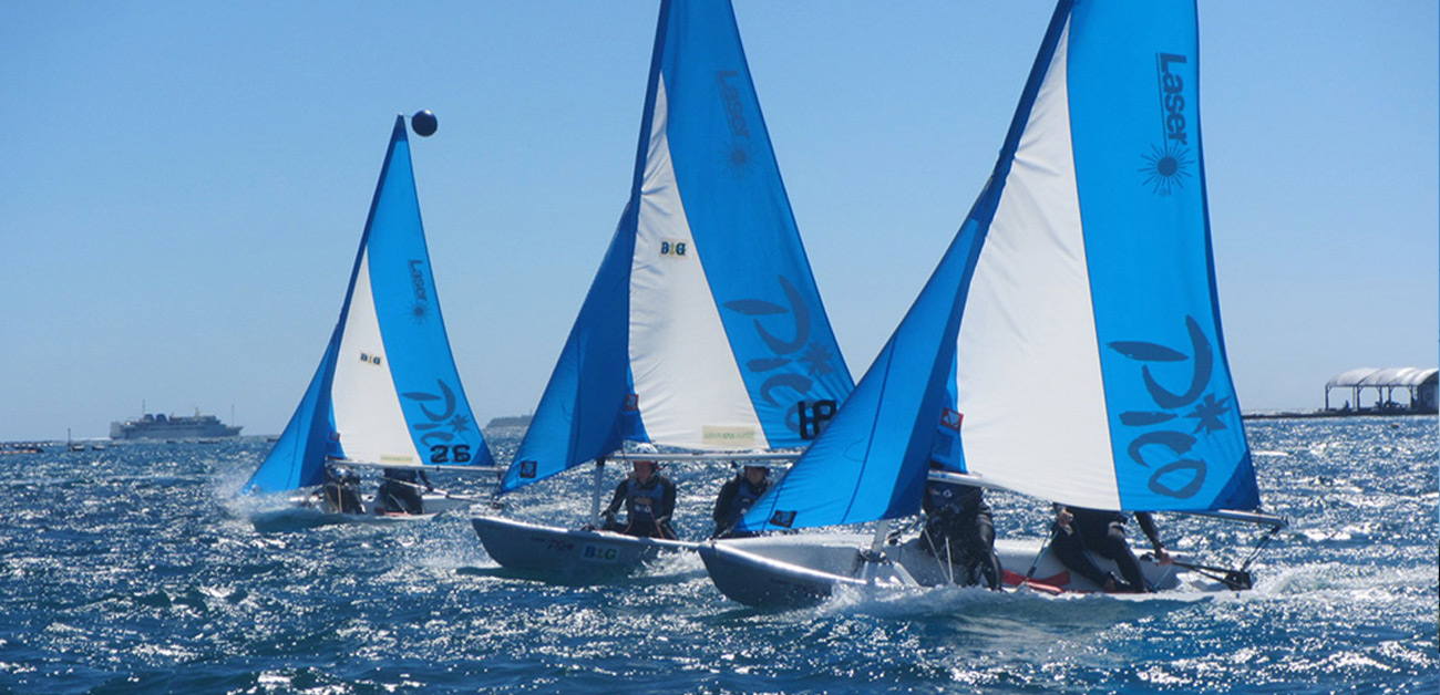 ヨットの実技研修に取り組む研修生たち